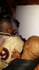Tocky at venue entrance being denied entry by Dunstable police